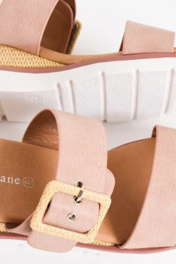 Heeled Sandals<Bay Lane River Blush Buckle Wedge Sandal