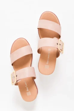 Heeled Sandals<Bay Lane River Blush Buckle Wedge Sandal