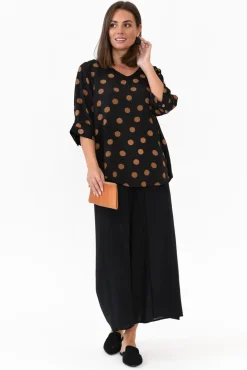 Sleeved Tops<Willow Tree Riveria Black Spot V Neck Top