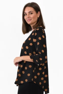 Sleeved Tops<Willow Tree Riveria Black Spot V Neck Top