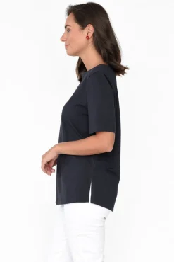 Cotton Tops<Betty Basics Rosalie Charcoal Cotton Tee