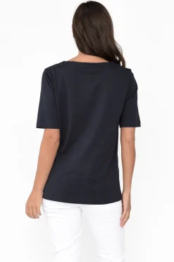 Cotton Tops<Betty Basics Rosalie Charcoal Cotton Tee