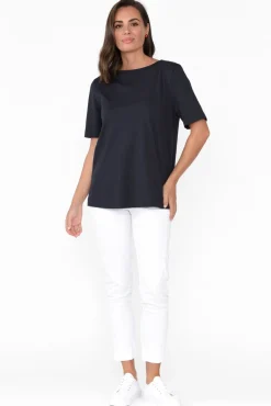 Cotton Tops<Betty Basics Rosalie Charcoal Cotton Tee