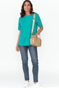 Cotton Tops<Betty Basics Rosalie Jade Green Cotton Tee