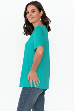 Cotton Tops<Betty Basics Rosalie Jade Green Cotton Tee