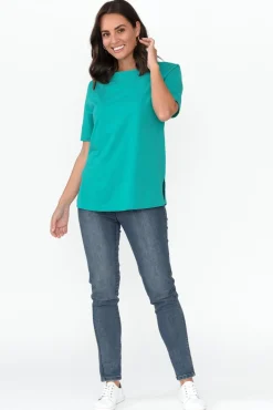 Cotton Tops<Betty Basics Rosalie Jade Green Cotton Tee
