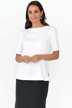 Cotton Tops<Betty Basics Rosalie White Cotton Tee