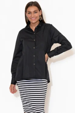 Cotton Tops<Foxwood Rose Black Cotton Poplin Shirt
