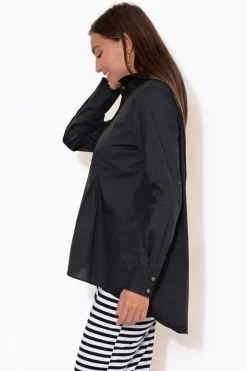 Cotton Tops<Foxwood Rose Black Cotton Poplin Shirt