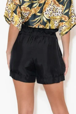 Shorts<Lou Lou Rose Black Silk Bamboo Shorts