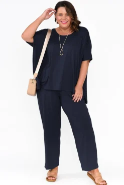 Pants<Pq Rosella Navy Bamboo Pant