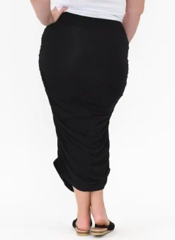 Skirts<Lou Lou Ross Black Bamboo Ruched Skirt