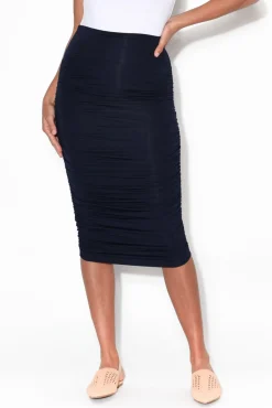 Skirts<Lou Lou Ross Navy Bamboo Ruched Skirt
