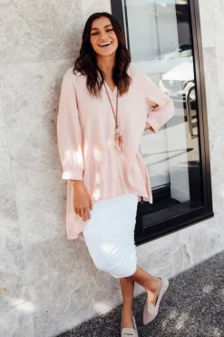 Skirts<Lou Lou Ross White Bamboo Ruched Skirt