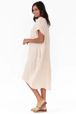 Linen Dresses<Cali and Co Rudy Natural Linen Pocket Dress