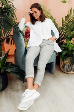 Pants<La Strada Rueben Khaki Embellished Stretch Pant