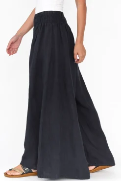 Pants<Donna Donna Rumi Navy Wide Leg Linen Pant