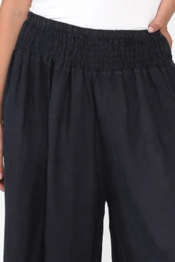 Pants<Donna Donna Rumi Navy Wide Leg Linen Pant