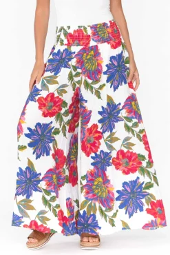 Pants<Donna Donna Rumi Red Blossom Wide Leg Linen Pant