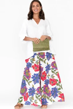 Pants<Donna Donna Rumi Red Blossom Wide Leg Linen Pant