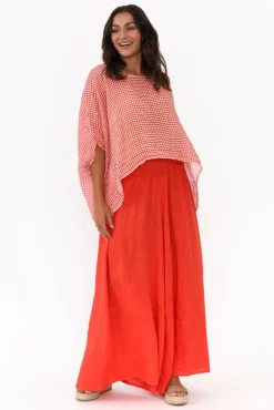 Pants<Donna Donna Rumi Red Wide Leg Linen Pant
