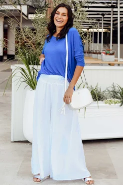 Pants<Donna Donna Rumi White Wide Leg Linen Pant