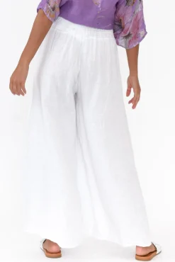 Pants<Donna Donna Rumi White Wide Leg Linen Pant
