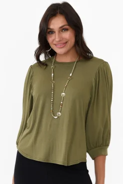 Sleeved Tops<Willow Tree Rupert Khaki Modal Top