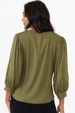 Sleeved Tops<Willow Tree Rupert Khaki Modal Top