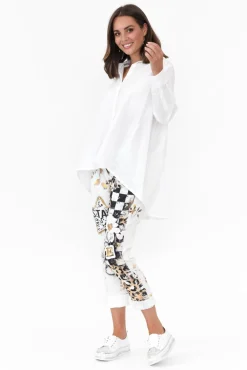 Pants<La Strada Russo Black Abstract Drawstring Pant
