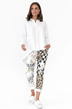 Pants<La Strada Russo Black Abstract Drawstring Pant