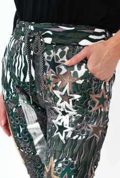 Pants<La Strada Russo Khaki Animal Drawstring Pant