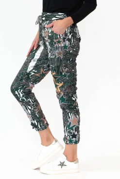 Pants<La Strada Russo Khaki Animal Drawstring Pant