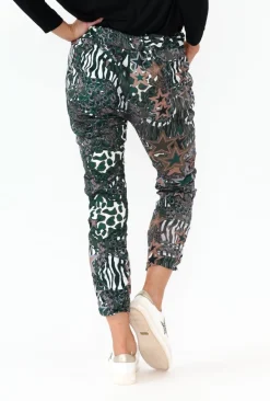 Pants<La Strada Russo Khaki Animal Drawstring Pant