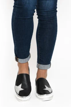 Leather Sneakers<Lav-ish Ryder Black Star Leather Slip On Shoe