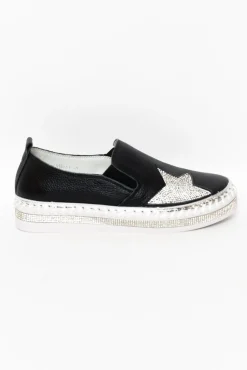 Leather Sneakers<Lav-ish Ryder Black Star Leather Slip On Shoe