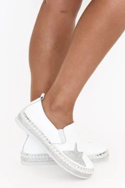 White Sneakers<Lav-ish Ryder White Star Leather Slip On Shoe