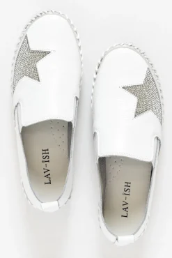 White Sneakers<Lav-ish Ryder White Star Leather Slip On Shoe
