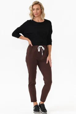 Pants<Hourglass Rylan Chocolate Cotton Tie Pant
