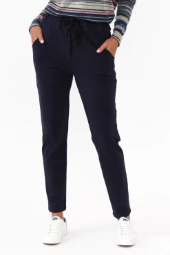 Pants<Hourglass Rylan Navy Cotton Tie Pant