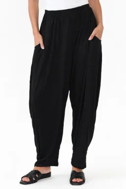 Pants<Cotton Village Rylee Black Crinkle Cotton Pant