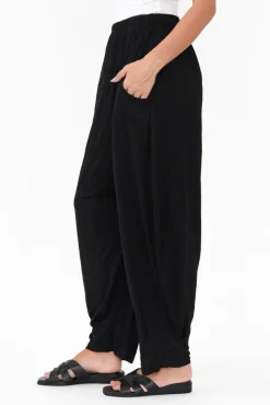 Pants<Cotton Village Rylee Black Crinkle Cotton Pant