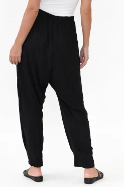 Pants<Cotton Village Rylee Black Crinkle Cotton Pant