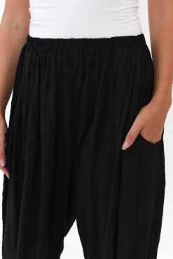 Pants<Cotton Village Rylee Black Crinkle Cotton Pant