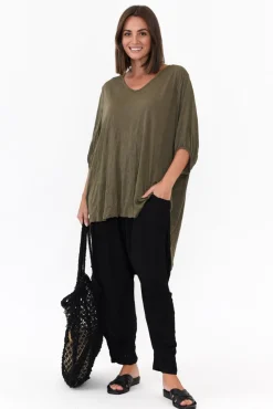 Pants<Cotton Village Rylee Black Crinkle Cotton Pant