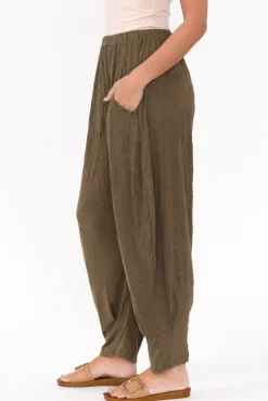 Pants<Cotton Village Rylee Khaki Crinkle Cotton Pant