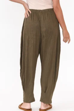 Pants<Cotton Village Rylee Khaki Crinkle Cotton Pant