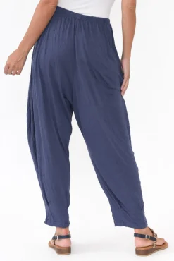 Pants<Cotton Village Rylee Navy Crinkle Cotton Pant