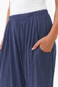 Pants<Cotton Village Rylee Navy Crinkle Cotton Pant