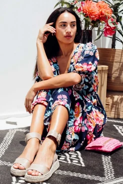 Maxi Dresses<Isabella Boho Rylie Navy Blossom Tie Dress